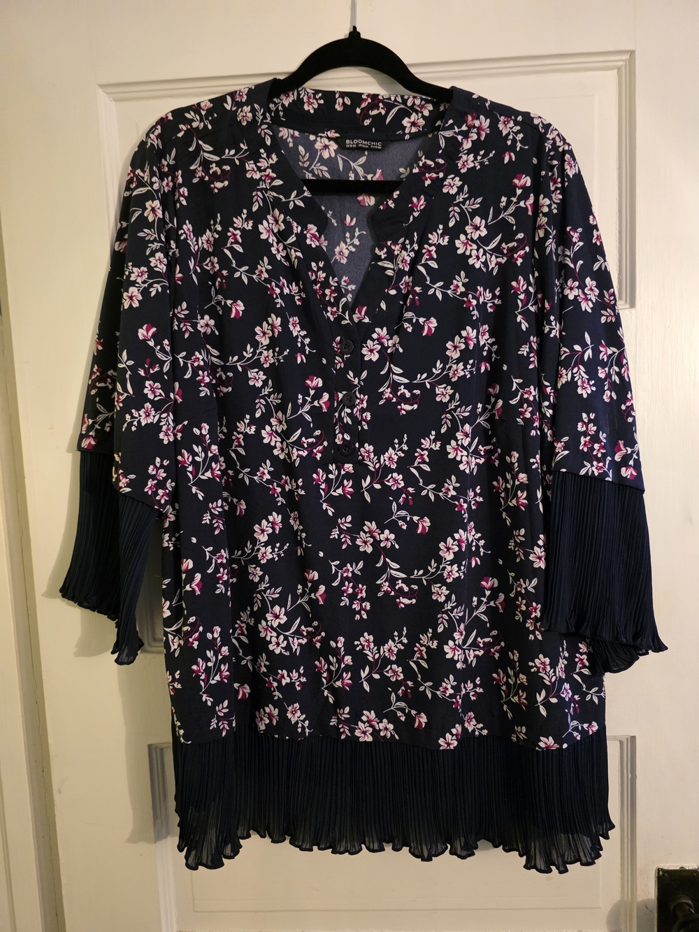BloomChic Navy Floral Button-Front Top